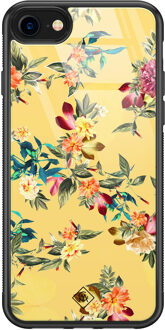 Casimoda iPhone 8/7 glazen hardcase - Florals for days Geel