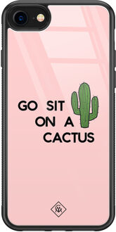 Casimoda iPhone 8/7 glazen hardcase - Go sit on a cactus Roze