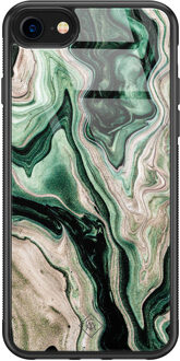Casimoda iPhone 8/7 glazen hardcase - Green waves Groen