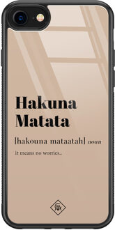 Casimoda iPhone 8/7 glazen hardcase - Hakuna Matata Bruin/beige