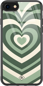 Casimoda iPhone 8/7 glazen hardcase - Hart swirl groen