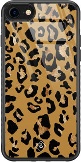 Casimoda iPhone 8/7 glazen hardcase - Jungle wildcat Bruin/beige
