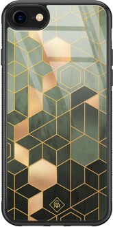Casimoda iPhone 8/7 glazen hardcase - Kubus groen