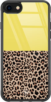 Casimoda iPhone 8/7 glazen hardcase - Luipaard geel