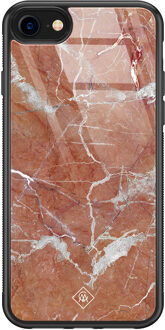 Casimoda iPhone 8/7 glazen hardcase - Marble sunkissed Rood