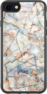 Casimoda iPhone 8/7 glazen hardcase - Marmer bruin blauw Bruin/beige, Blauw