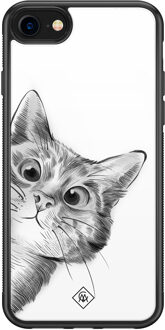 Casimoda iPhone 8/7 glazen hardcase - Peekaboo Wit