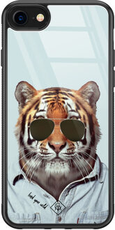 Casimoda iPhone 8/7 glazen hardcase - Tijger wild Blauw