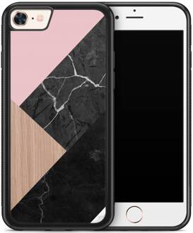 Casimoda iPhone 8/7 hoesje - Marble wooden mix