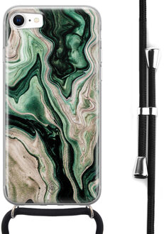 Casimoda iPhone 8/7 hoesje met koord - Green waves Groen
