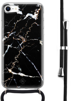 Casimoda iPhone 8/7 hoesje met koord - Marmer zwart
