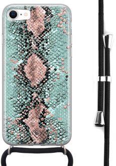 Casimoda iPhone 8/7 hoesje met koord - Snake pastel Mint