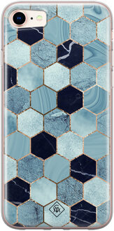 Casimoda iPhone 8/7 siliconen hoesje - Blue cubes Blauw