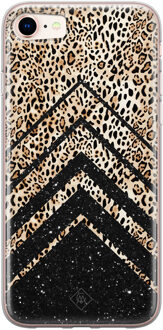 Casimoda iPhone 8/7 siliconen hoesje - Chevron luipaard Zwart, Bruin/beige