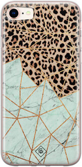 Casimoda iPhone 8/7 siliconen hoesje - Luipaard marmer mint Bruin/beige, Mint