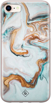 Casimoda iPhone 8/7 siliconen hoesje - Marmer blauw goud Blauw, Goudkleurig