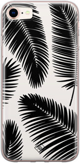 Casimoda iPhone 8/7 siliconen telefoonhoesje - Palm leaves silhouette Zwart