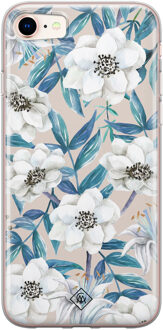 Casimoda iPhone 8/7 siliconen telefoonhoesje - Touch of flowers Blauw