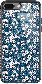 Casimoda iPhone 8 Plus/7 Plus glazen hardcase - Bloemen blauw