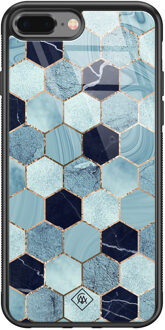 Casimoda iPhone 8 Plus/7 Plus glazen hardcase - Blue cubes Blauw