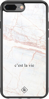 Casimoda iPhone 8 Plus/7 Plus glazen hardcase - C'est la vie Bruin/beige