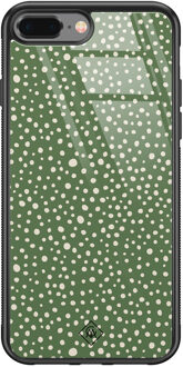 Casimoda iPhone 8 Plus/7 Plus glazen hardcase - Green dots Groen
