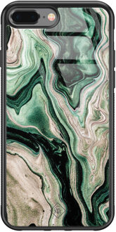 Casimoda iPhone 8 Plus/7 Plus glazen hardcase - Green waves Groen