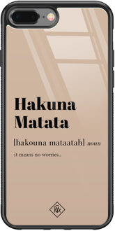 Casimoda iPhone 8 Plus/7 Plus glazen hardcase - Hakuna Matata Bruin/beige