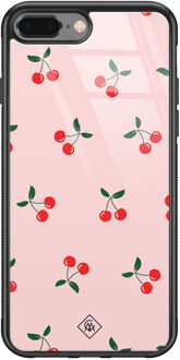 Casimoda iPhone 8 Plus/7 Plus glazen hardcase - Kersjes Roze