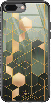 Casimoda iPhone 8 Plus/7 Plus glazen hardcase - Kubus groen