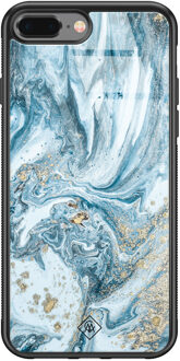 Casimoda iPhone 8 Plus/7 Plus glazen hardcase - Marble sea Blauw