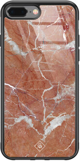 Casimoda iPhone 8 Plus/7 Plus glazen hardcase - Marble sunkissed Rood