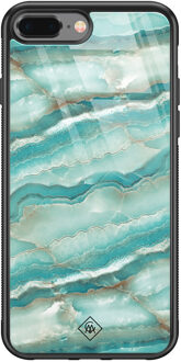 Casimoda iPhone 8 Plus/7 Plus glazen hardcase - Marmer azuurblauw