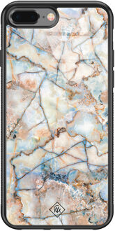 Casimoda iPhone 8 Plus/7 Plus glazen hardcase - Marmer bruin blauw Bruin/beige, Blauw