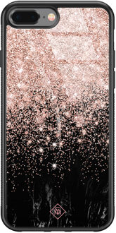 Casimoda iPhone 8 Plus/7 Plus glazen hardcase - Marmer twist Zwart