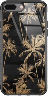 Casimoda iPhone 8 Plus/7 Plus glazen hardcase - Palmbomen Zwart, Goudkleurig