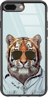 Casimoda iPhone 8 Plus/7 Plus glazen hardcase - Tijger wild Blauw