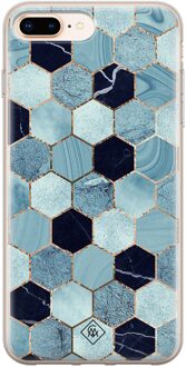 Casimoda iPhone 8 Plus/7 Plus siliconen hoesje - Blue cubes Blauw