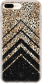 Casimoda iPhone 8 Plus/7 Plus siliconen hoesje - Chevron luipaard Zwart, Bruin/beige