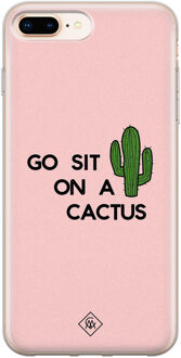 Casimoda iPhone 8 Plus/7 Plus siliconen hoesje - Go sit on a cactus Roze