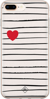 Casimoda iPhone 8 Plus/7 Plus siliconen hoesje - Heart queen Bruin/beige