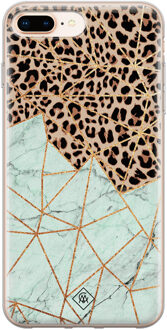 Casimoda iPhone 8 Plus/7 Plus siliconen hoesje - Luipaard marmer mint Bruin/beige, Mint