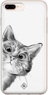 Casimoda iPhone 8 Plus/7 Plus siliconen hoesje - Peekaboo Zwart, Wit