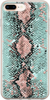 Casimoda iPhone 8 Plus/7 Plus siliconen hoesje - Snake pastel Mint