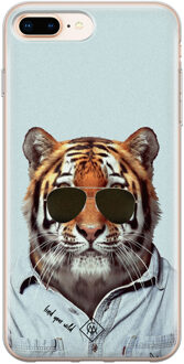 Casimoda iPhone 8 Plus/7 Plus siliconen hoesje - Tijger wild Blauw