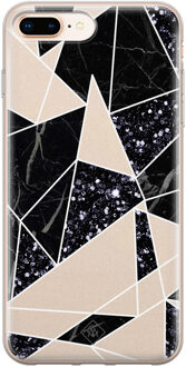 Casimoda iPhone 8 Plus/7 Plus siliconen telefoonhoesje - Abstract painted Zwart, Bruin/beige