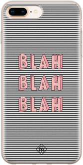 Casimoda iPhone 8 Plus/7 Plus siliconen telefoonhoesje - Blah blah blah Blauw, Roze
