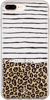 Casimoda iPhone 8 Plus/7 Plus siliconen telefoonhoesje - Leopard lines Bruin/beige