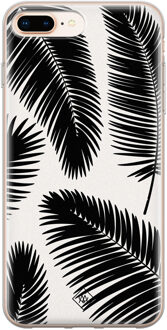 Casimoda iPhone 8 Plus/7 Plus siliconen telefoonhoesje - Palm leaves silhouette Zwart