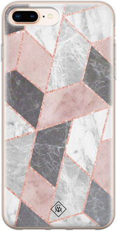 Casimoda iPhone 8 Plus/7 Plus siliconen telefoonhoesje - Stone grid Roze